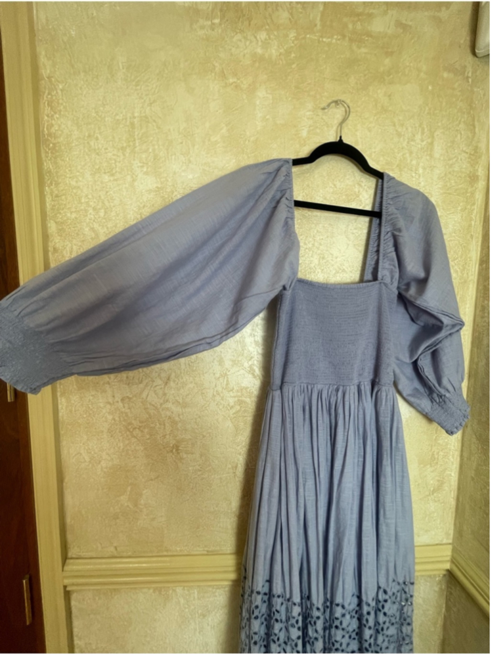 Free People Perfect Storm Smocked Eyelet Maxi Dress Lavender Purple Size S - Picture 6 of 16